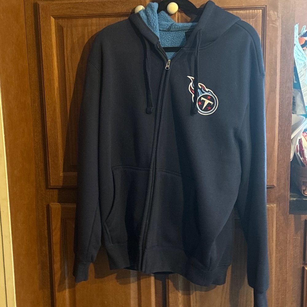 NFL Tennessee Titans Fleece Lined Zip up Hoodie Sweatshirt Jacket Mens Large